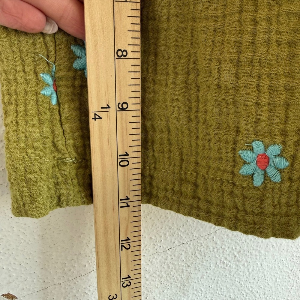 Midi Dress Smocked Puff Sleeve Floral Embroidered Gauze Cottagecore Boho Medium - Picture 9 of 9